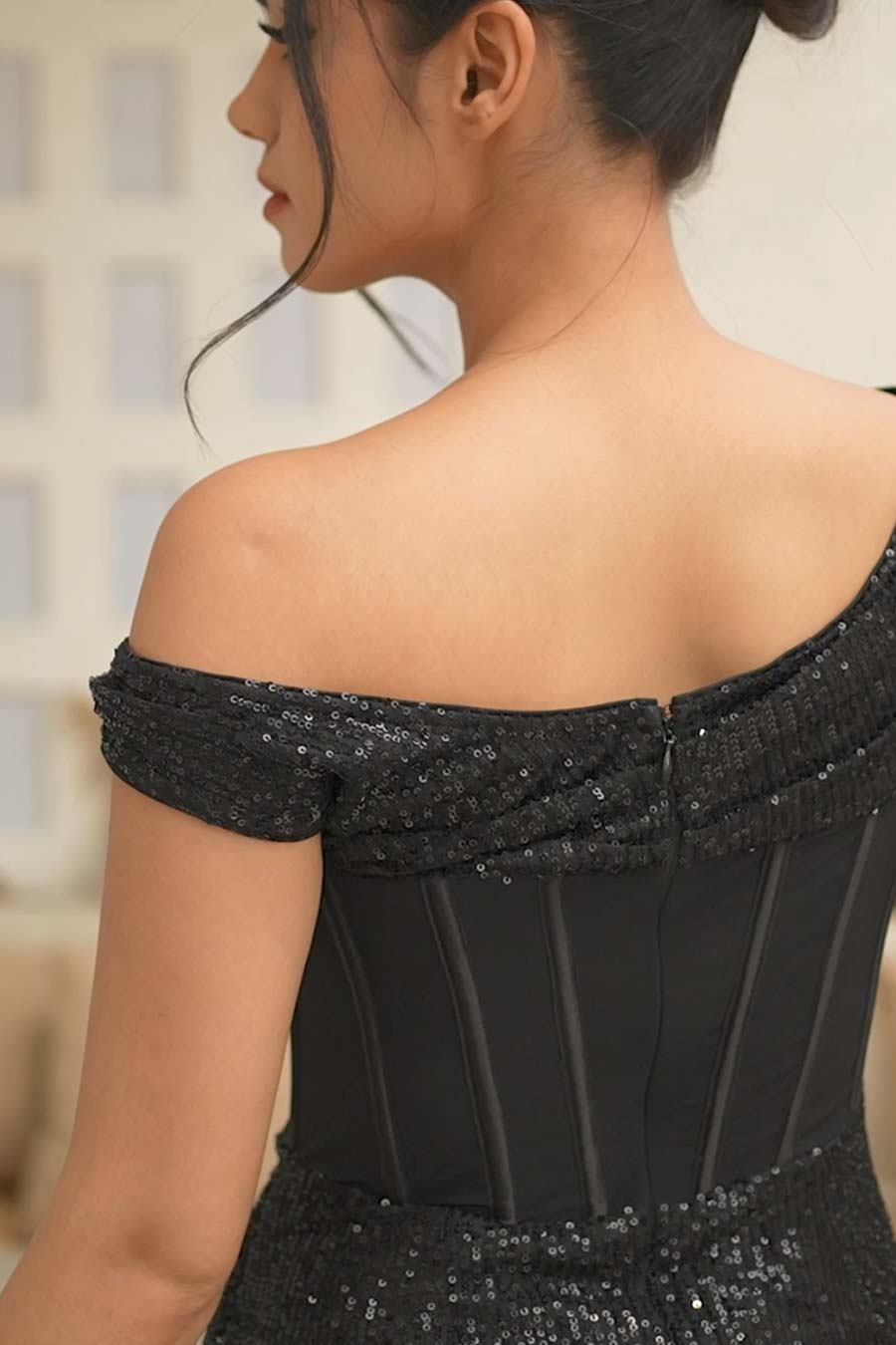 Black Sequins Corset Dress