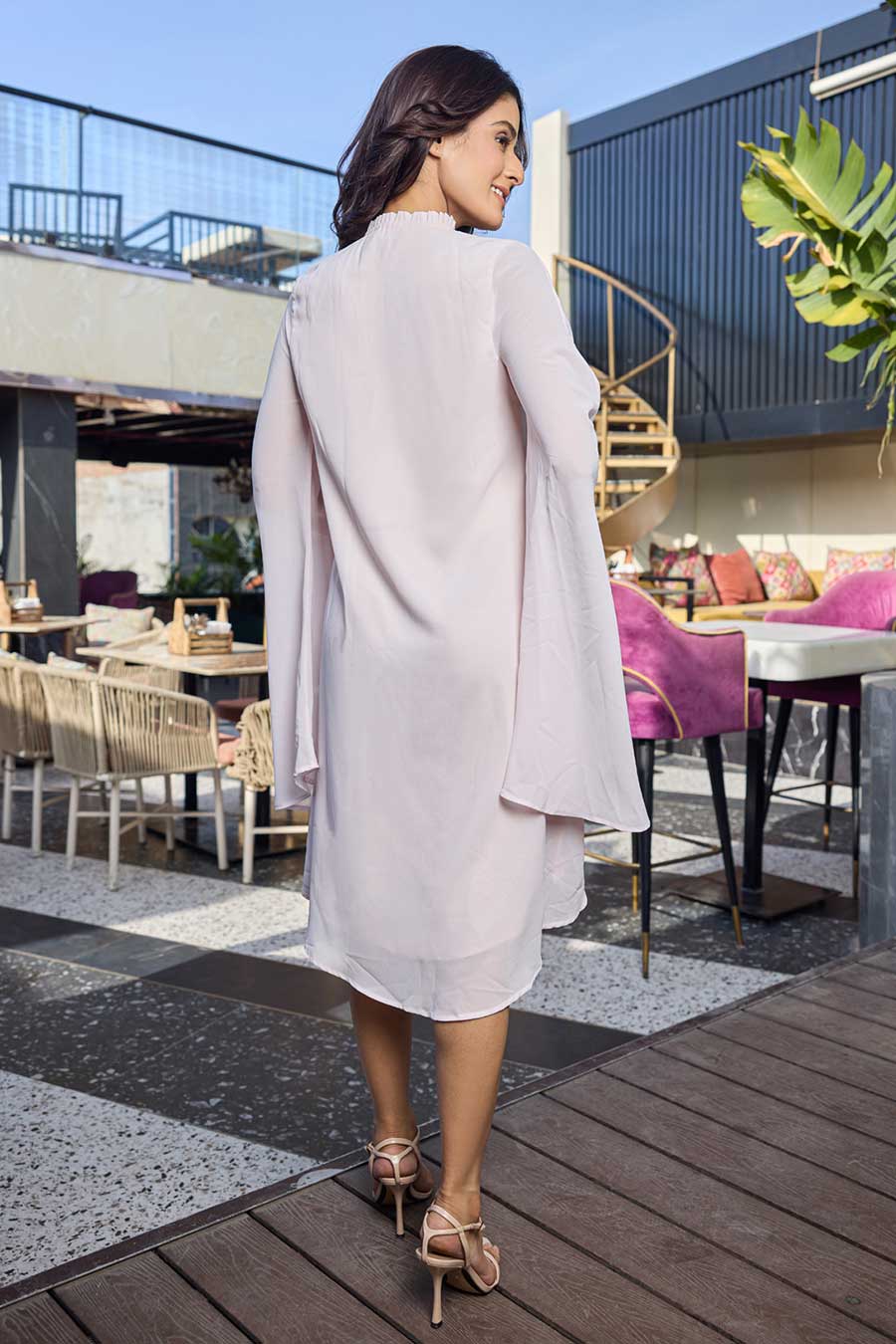 Multi-Shade Ornamented Cape Dress