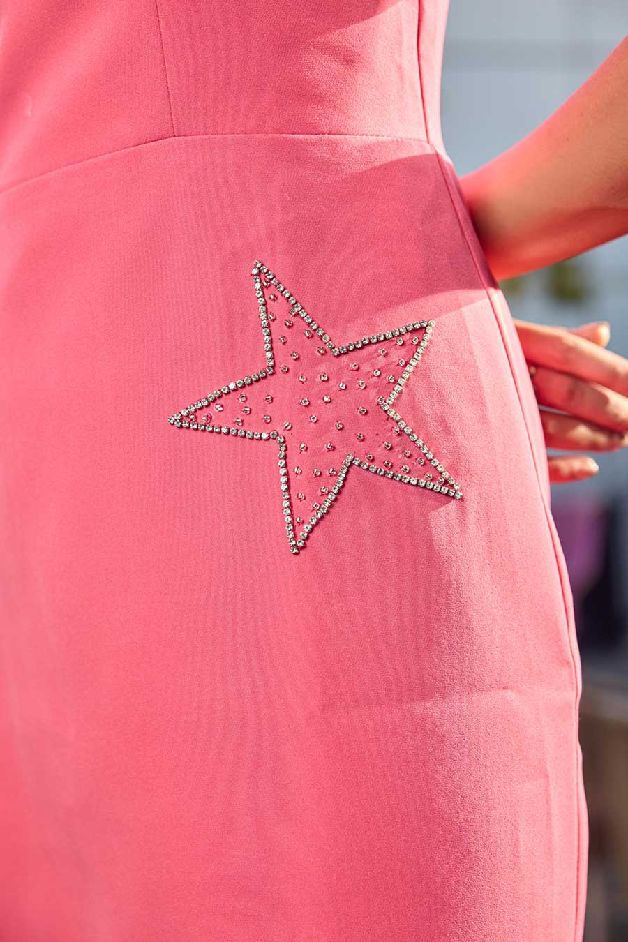 Salmon Pink Star Embellished Dress