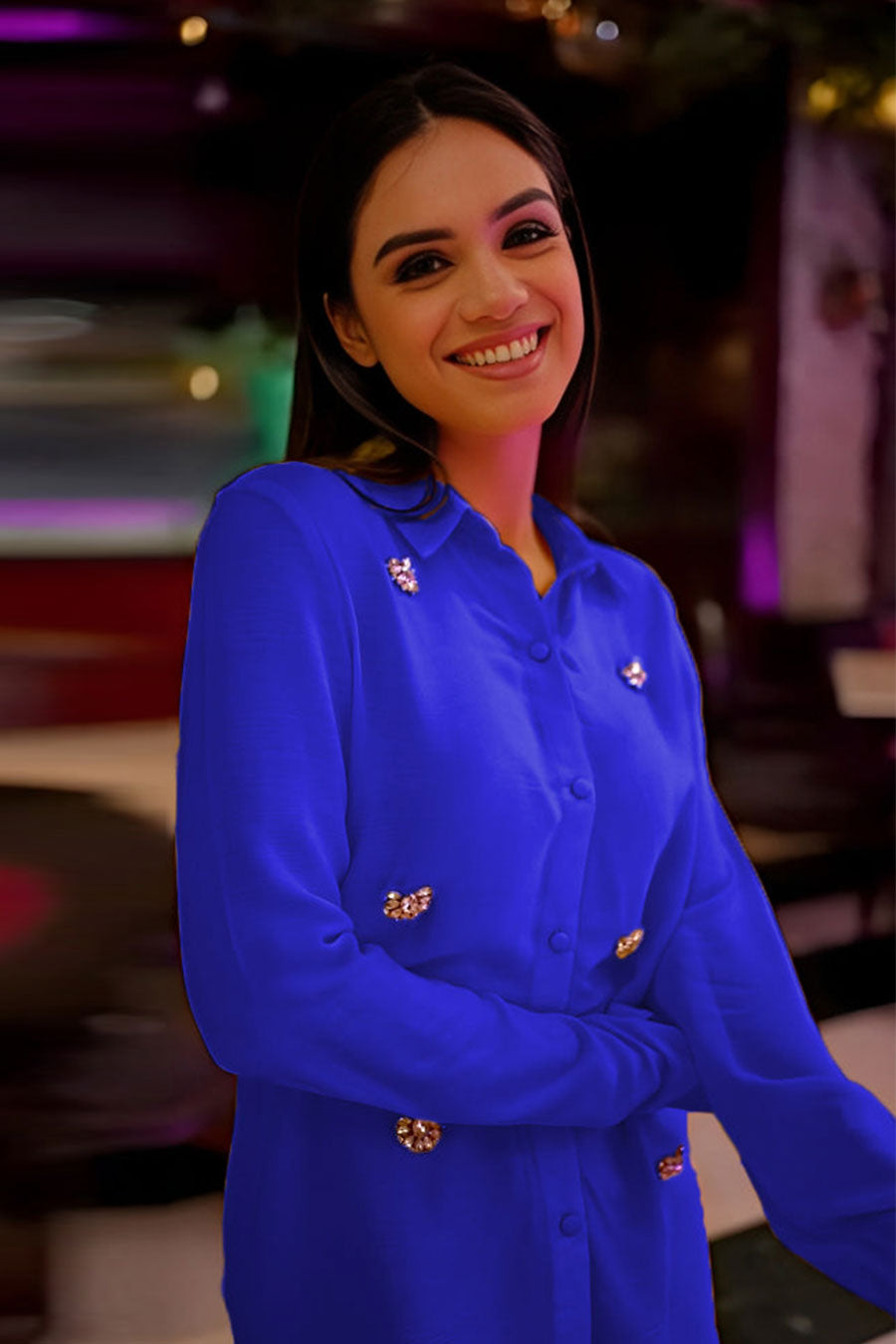 Blue Embellished Shirt
