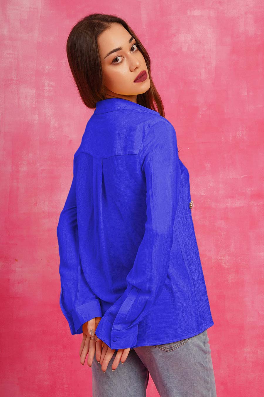 Blue Embellished Shirt