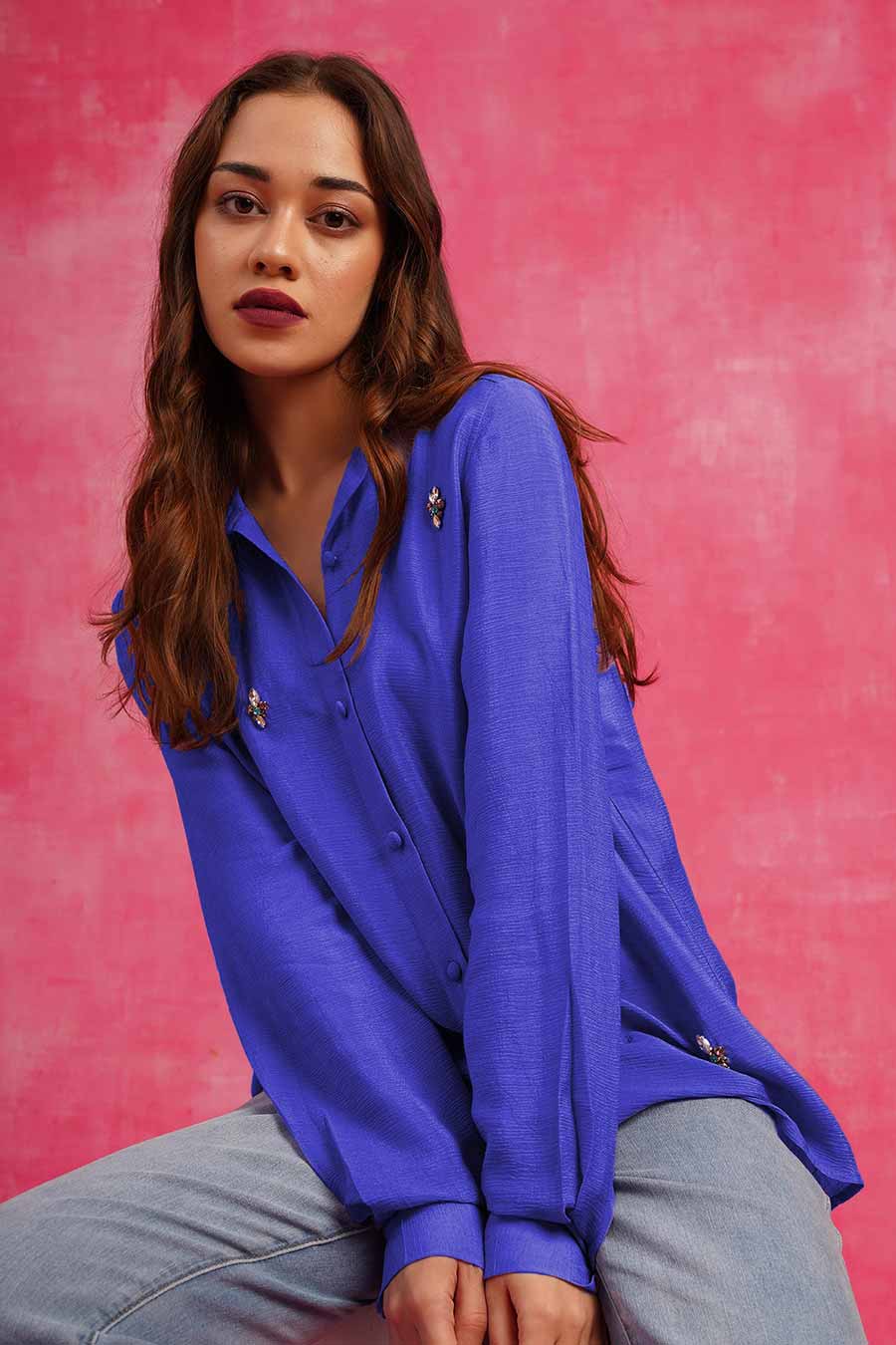 Blue Embroidered Shirt