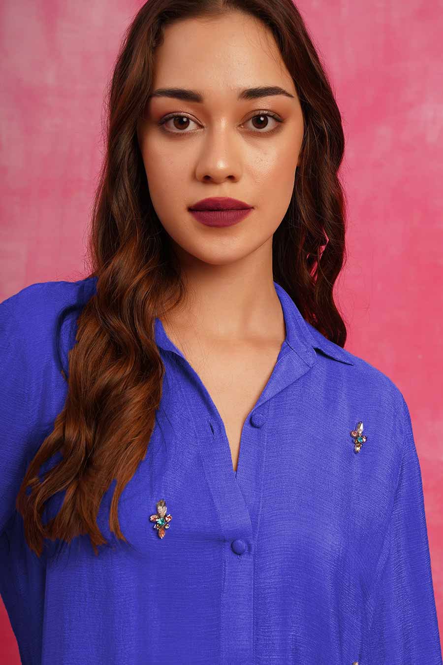 Blue Embroidered Shirt