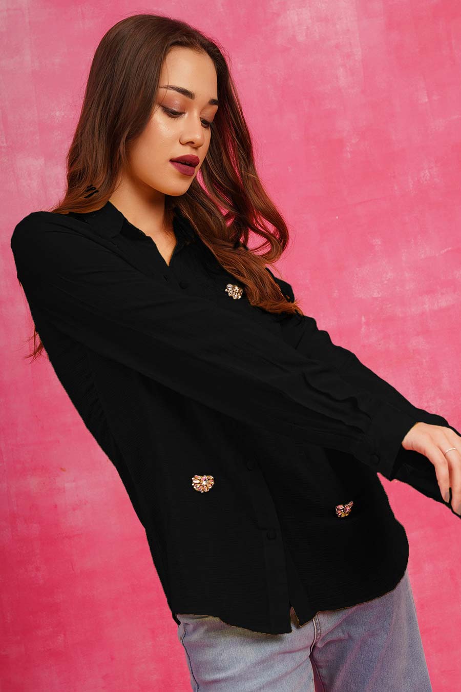 Black Embellished Shirt