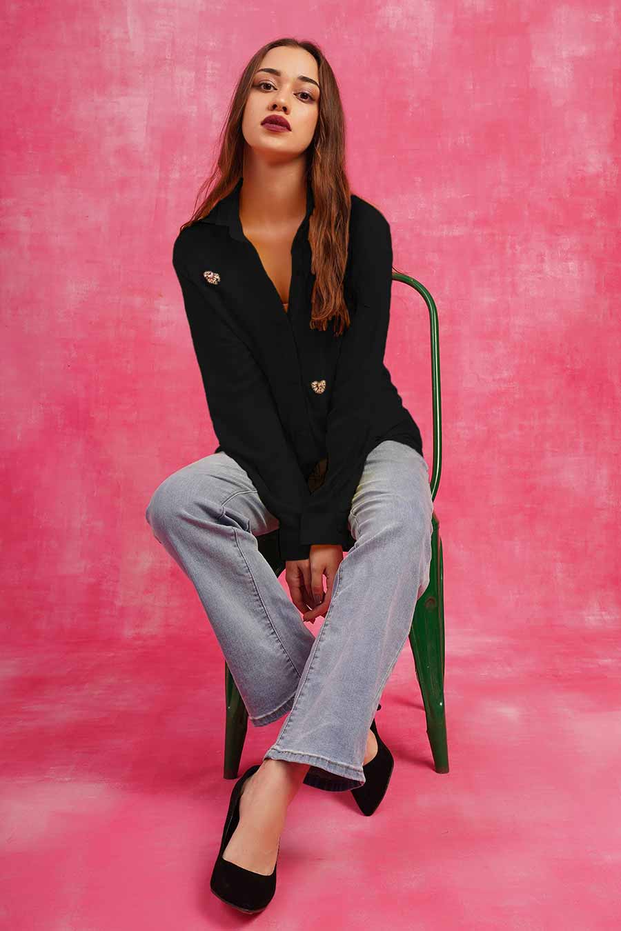 Black Embellished Shirt