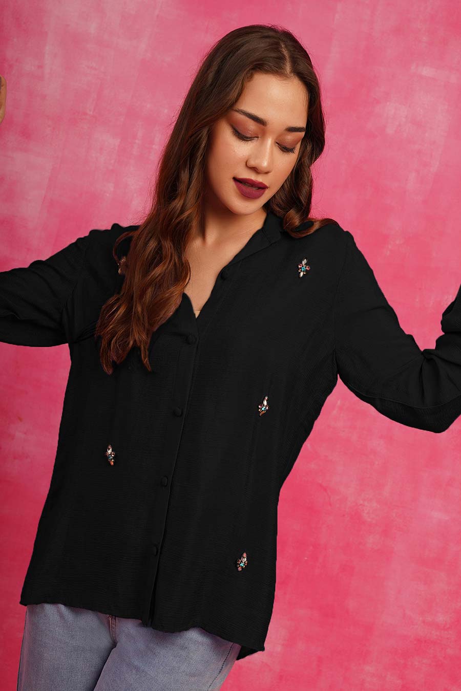 Black Embroidered Shirt