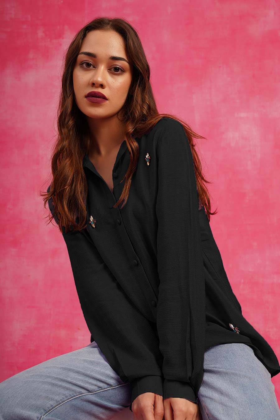 Black Embroidered Shirt