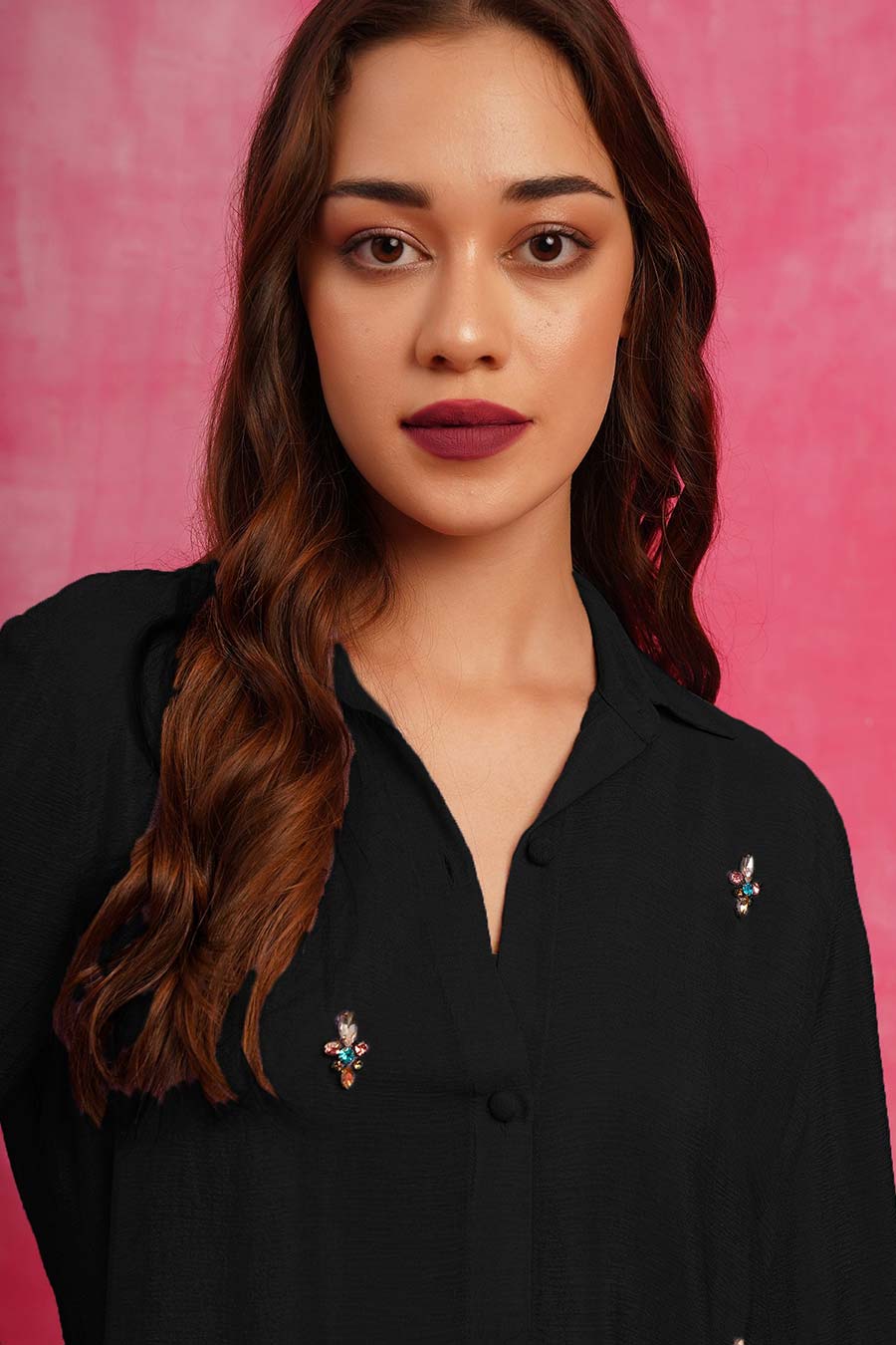 Black Embroidered Shirt