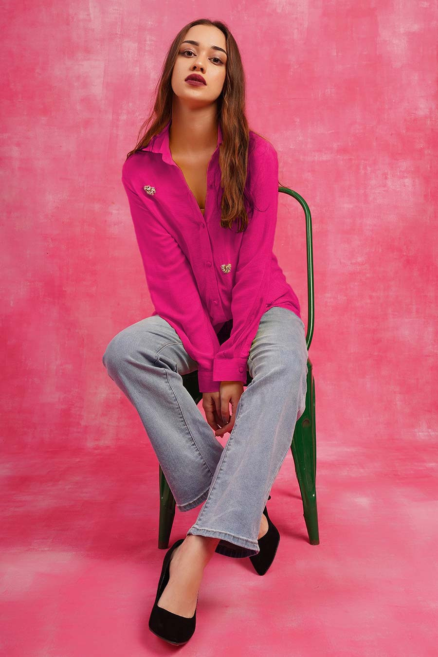 Pink Embellished Shirt