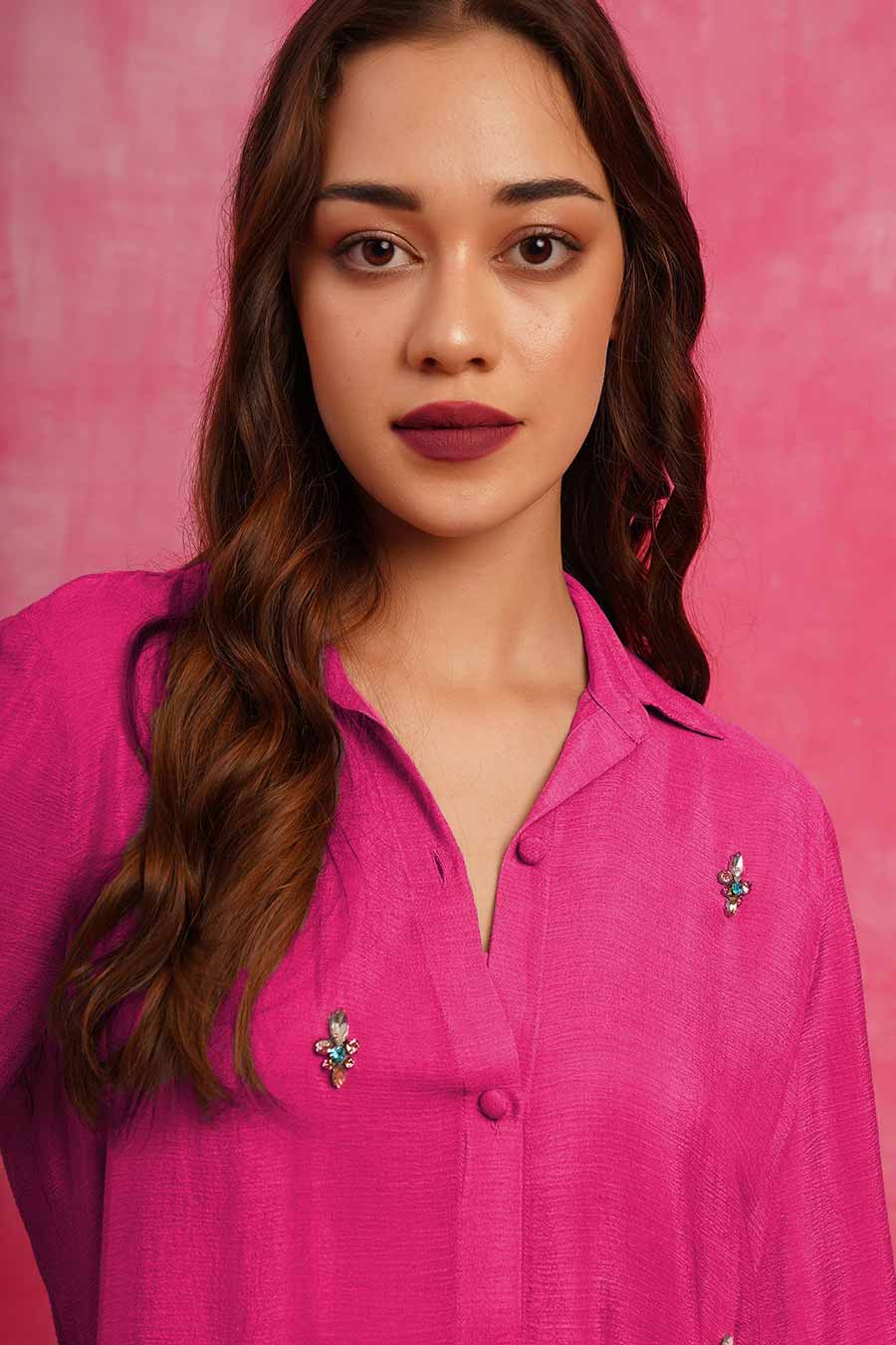 Pink Embroidered Shirt