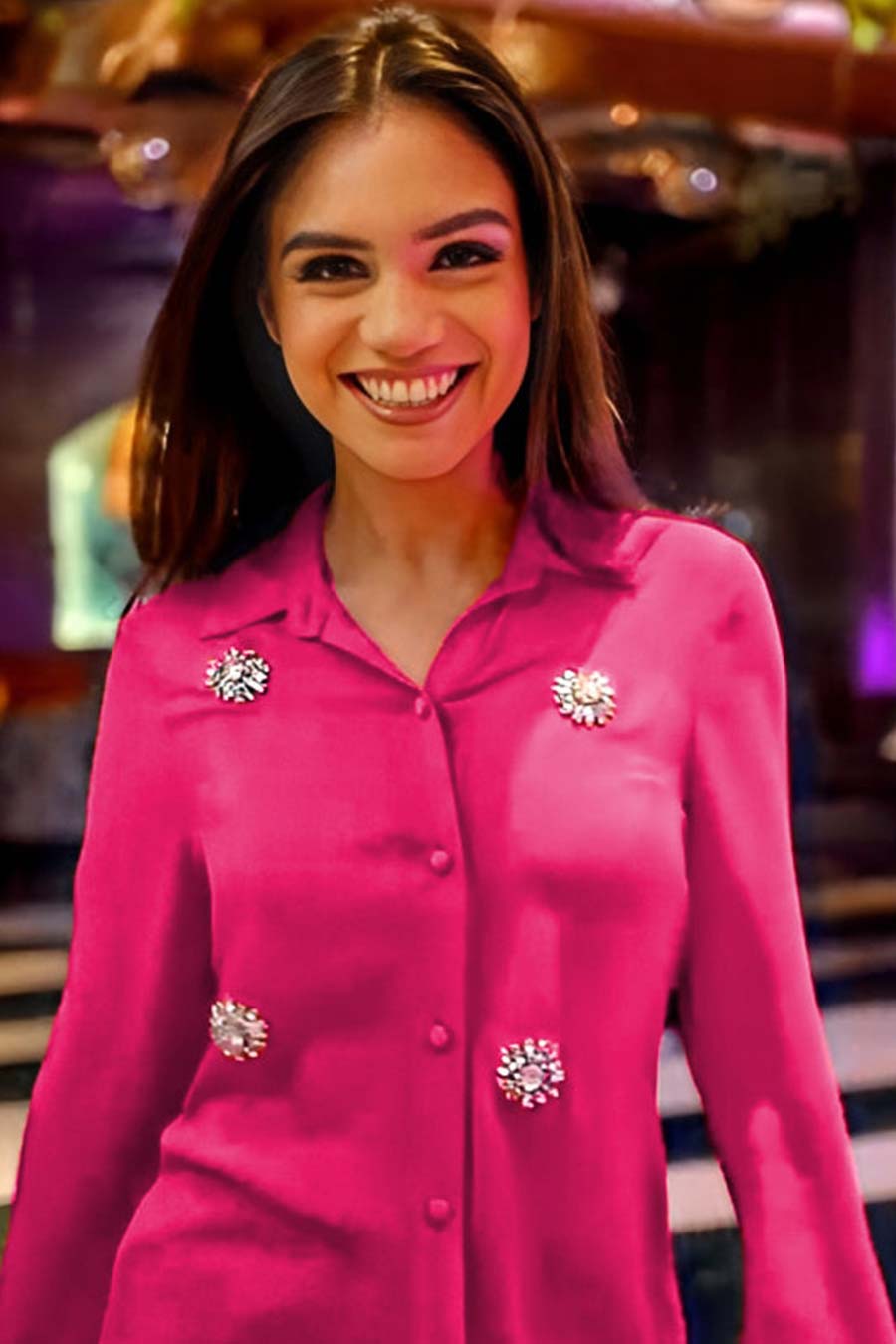 Pink Hand-Embroidered Shirt