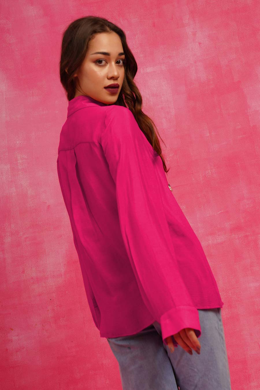 Pink Hand-Embroidered Shirt