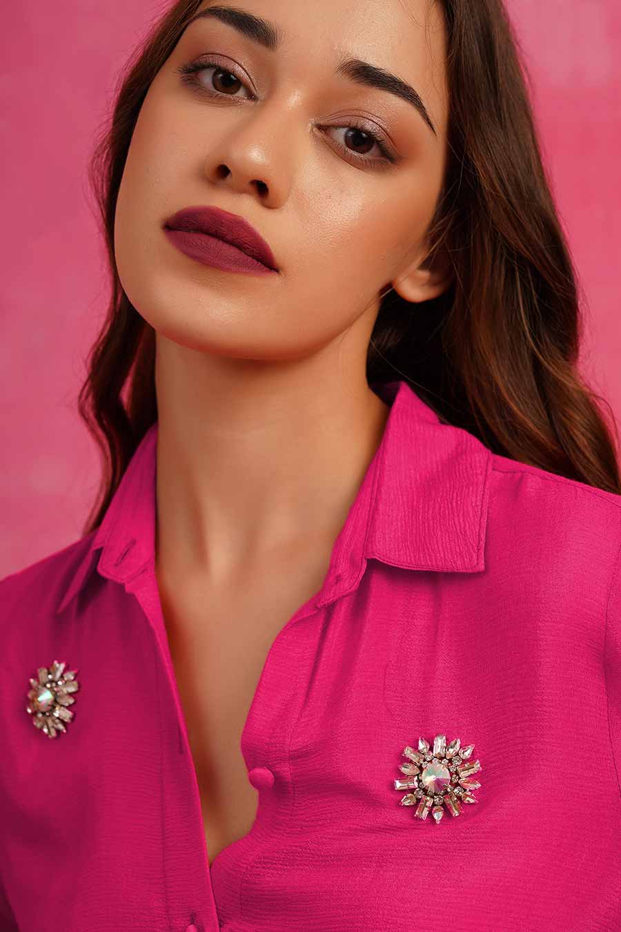 Pink Hand-Embroidered Shirt