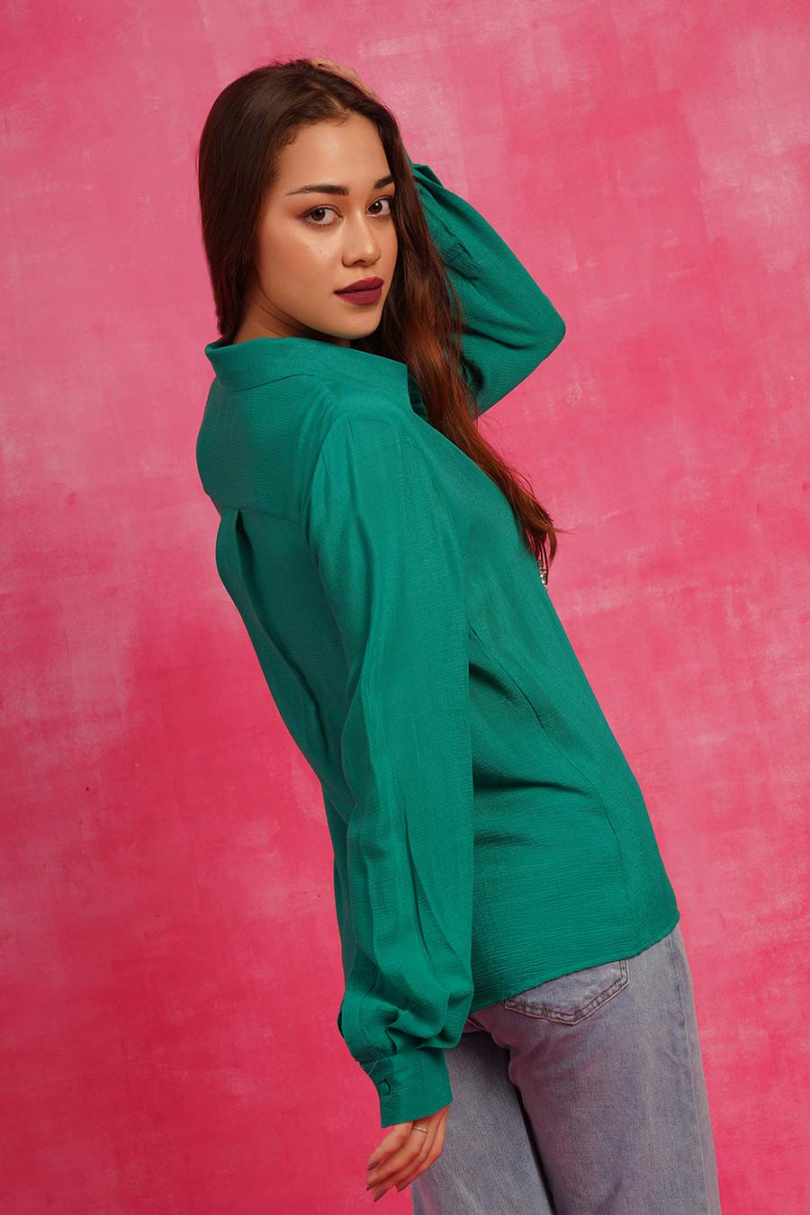 Green Hand-Embroidered Shirt