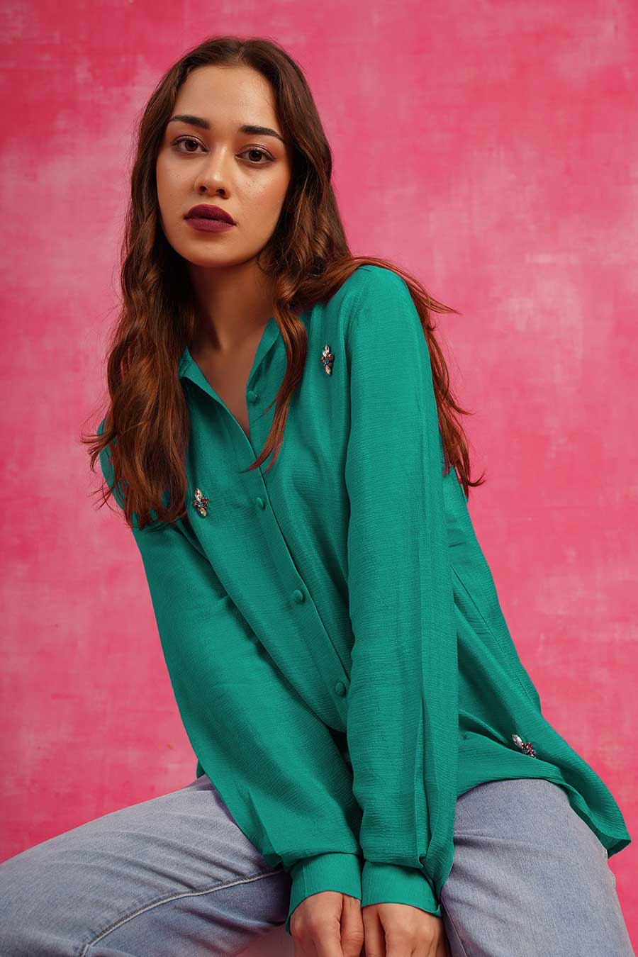 Green Embroidered Shirt
