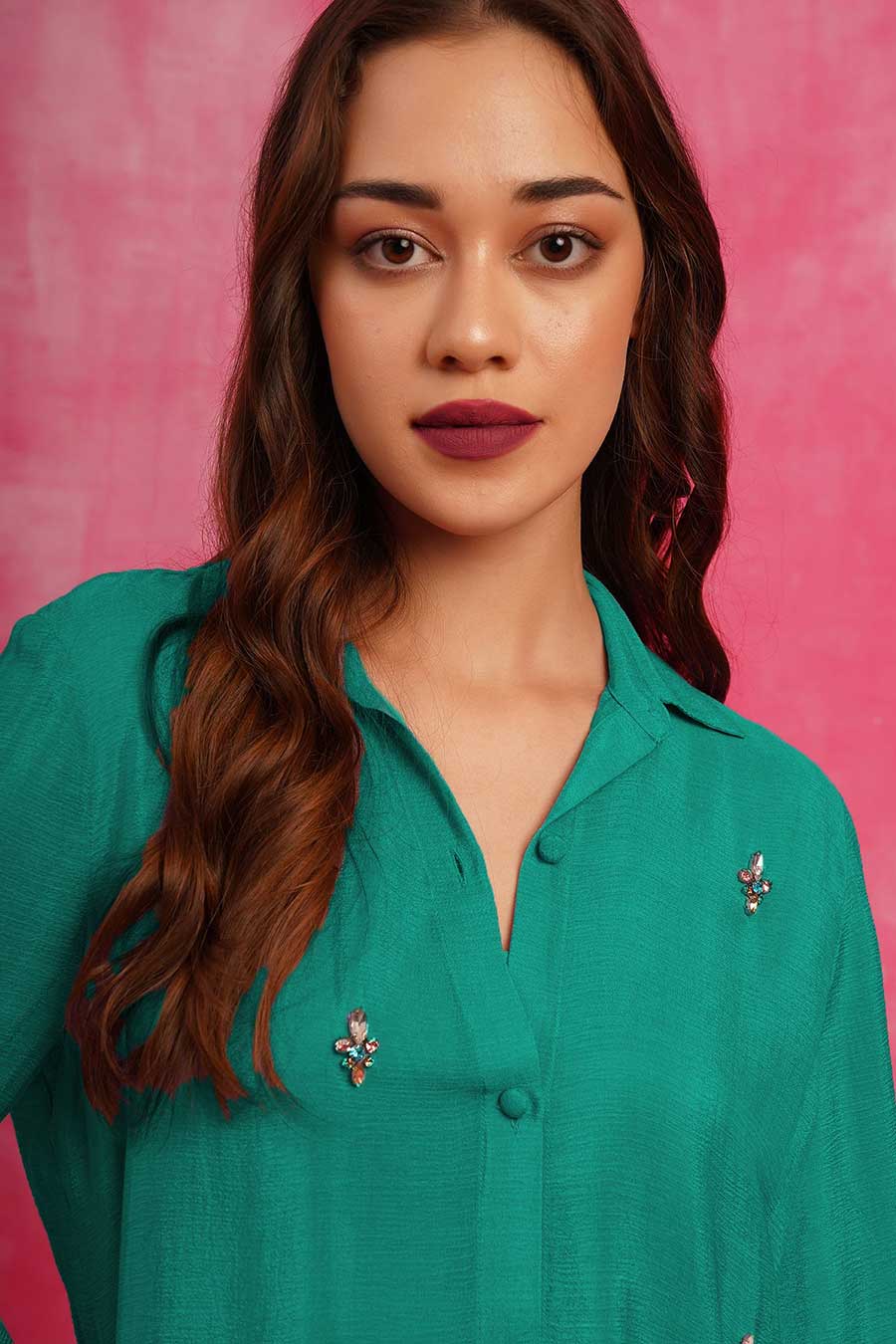 Green Embroidered Shirt