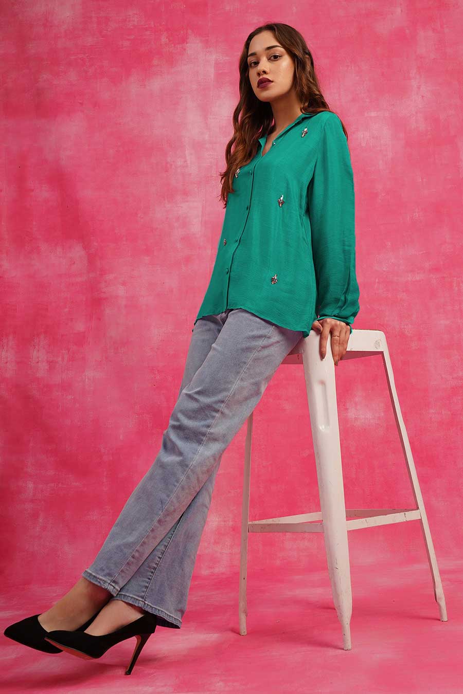 Green Embroidered Shirt