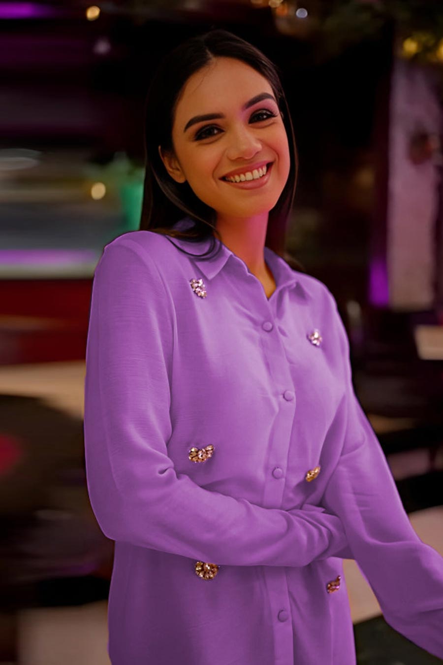 Lavender Embellished Shirt