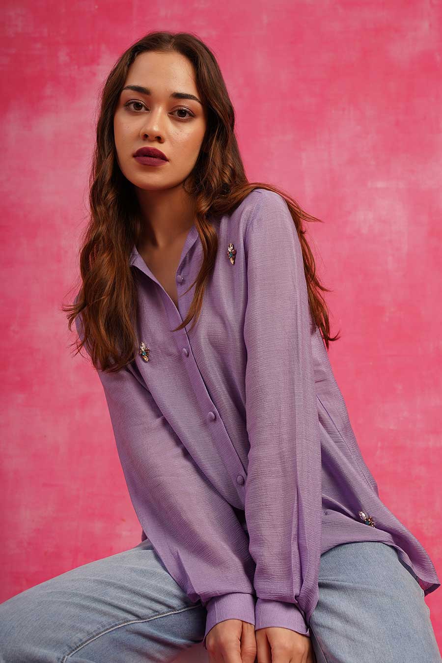 Lavender Embroidered Shirt