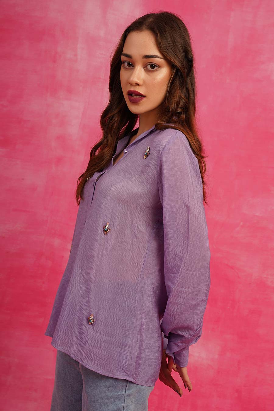 Lavender Embroidered Shirt