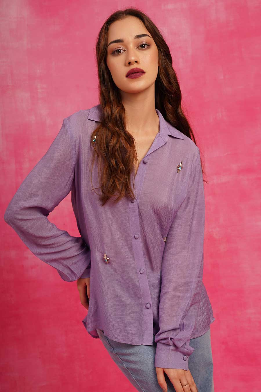 Lavender Embroidered Shirt