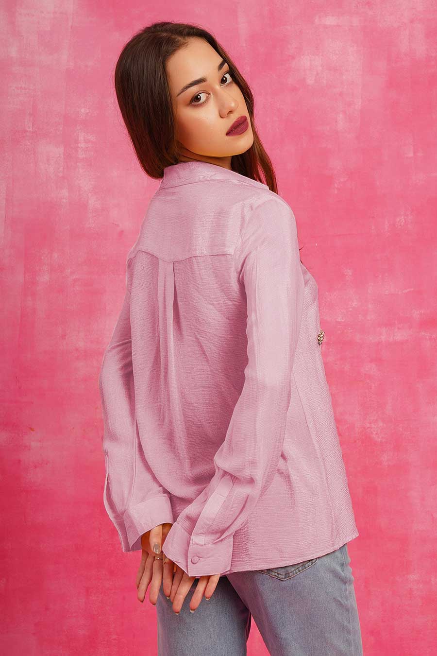 Baby Pink Embellished Shirt