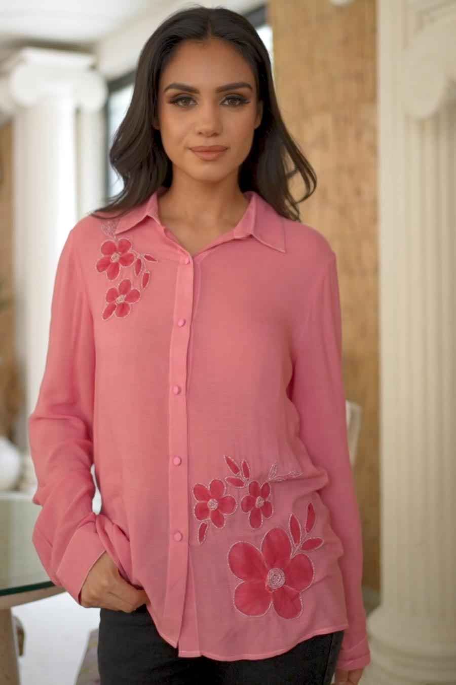 Pink Patched Petals Shirt