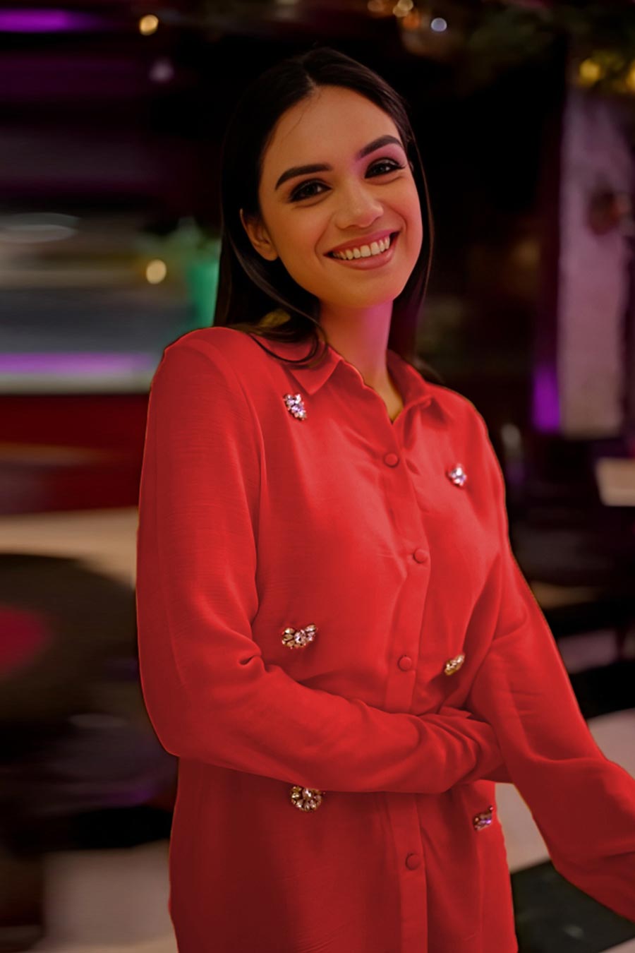 Red Embellished Shirt