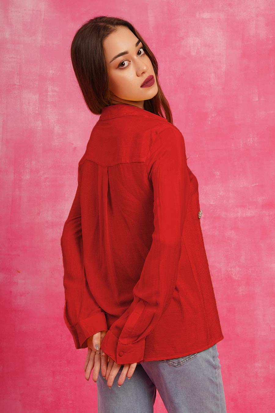 Red Embellished Shirt