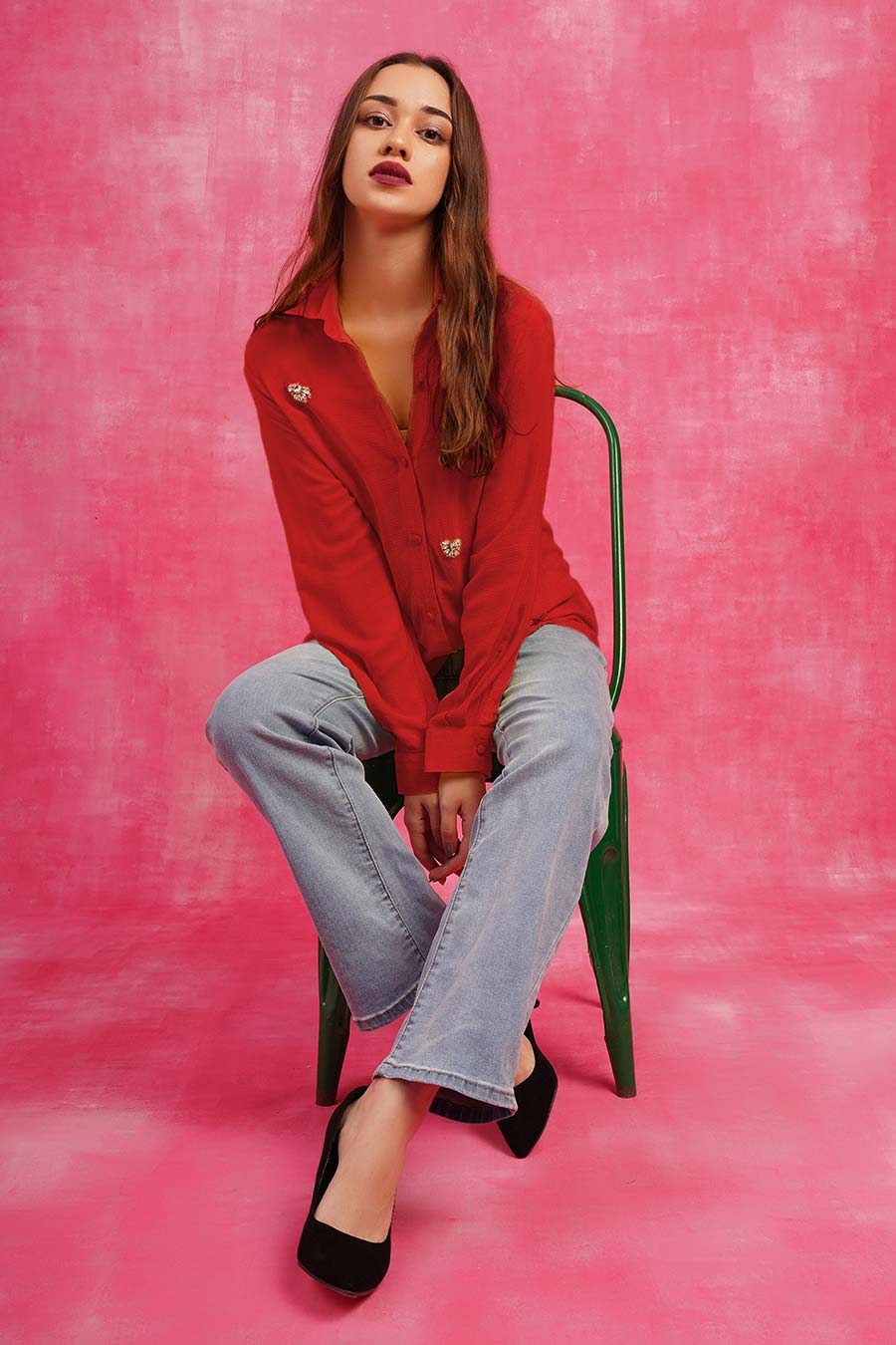 Red Embellished Shirt