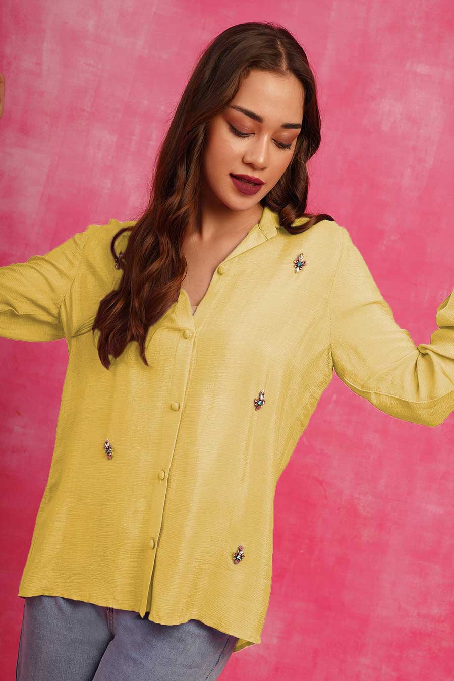 Yellow Embroidered Shirt