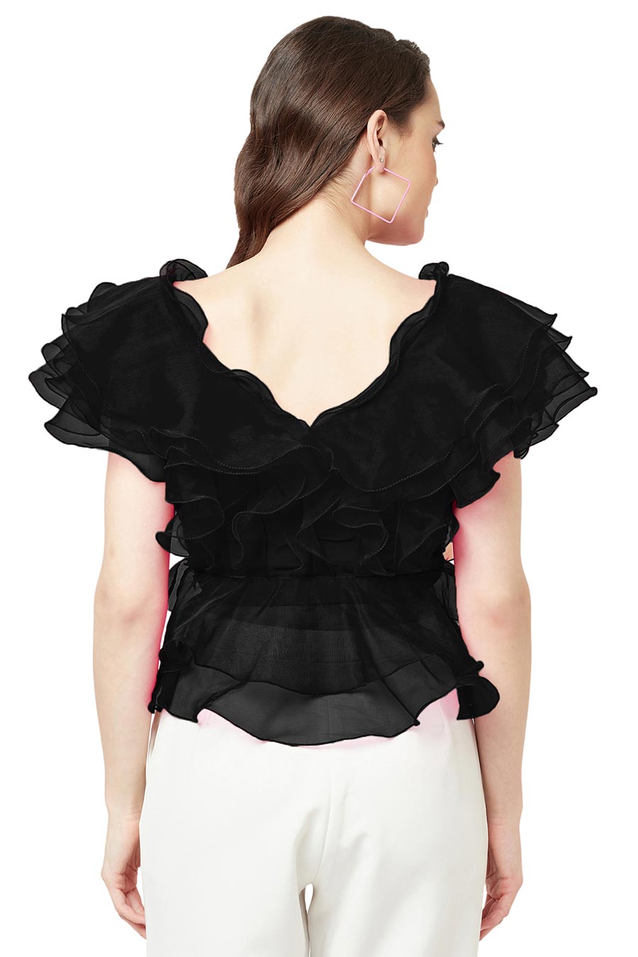 Black Multi-Layered Ruffle Top