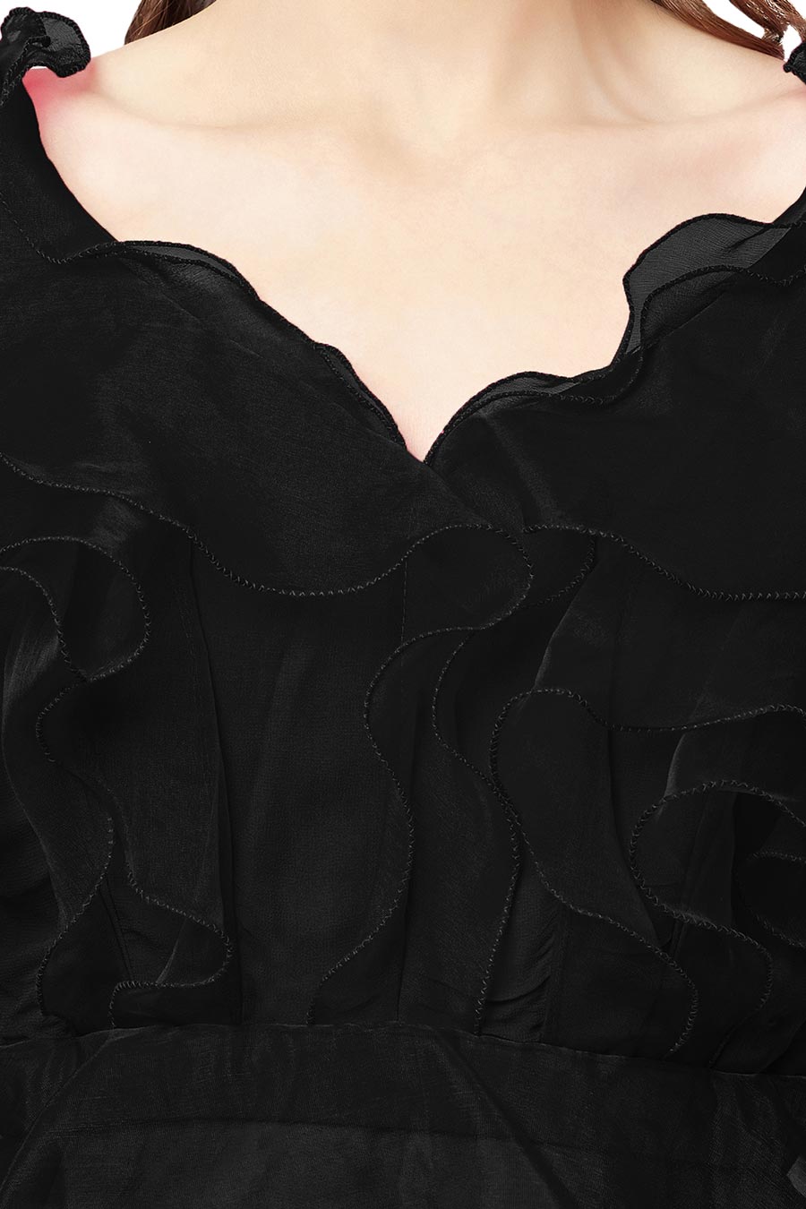 Black Multi-Layered Ruffle Top