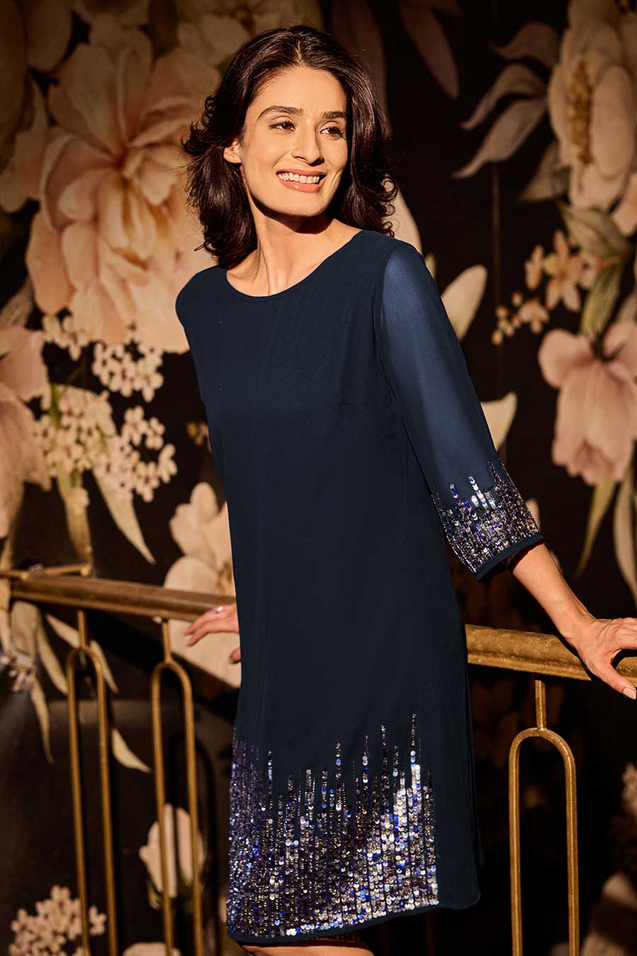 Navy Blue Sunrise Sequins Mini Dress
