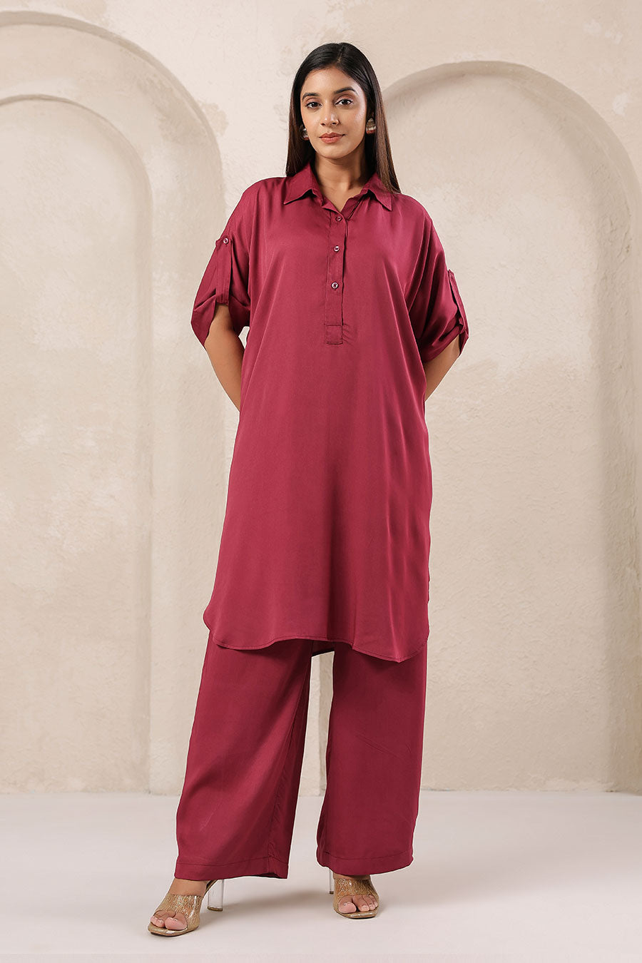 Wine Tunic & Pant Co-Ord Set