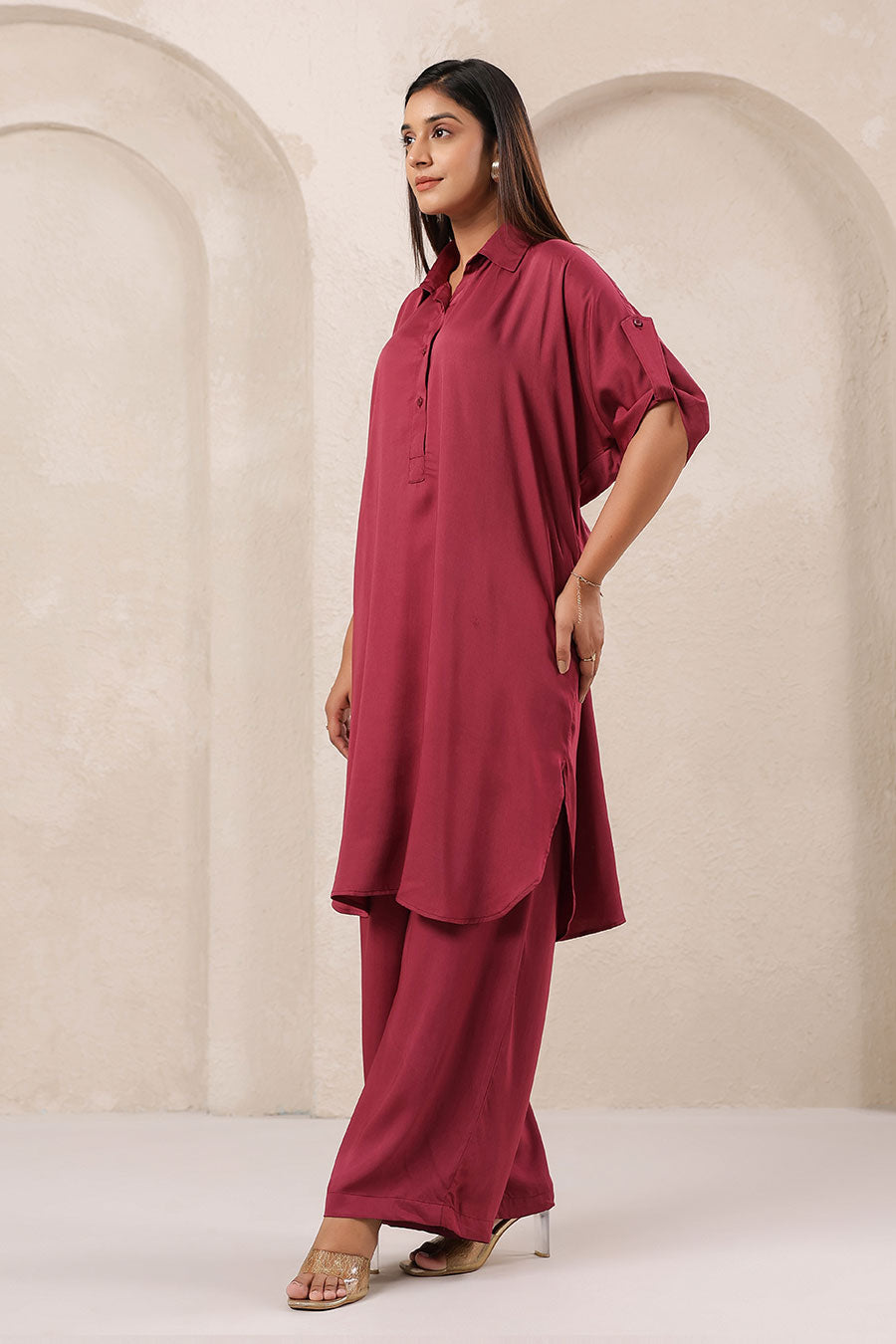 Wine Tunic & Pant Co-Ord Set