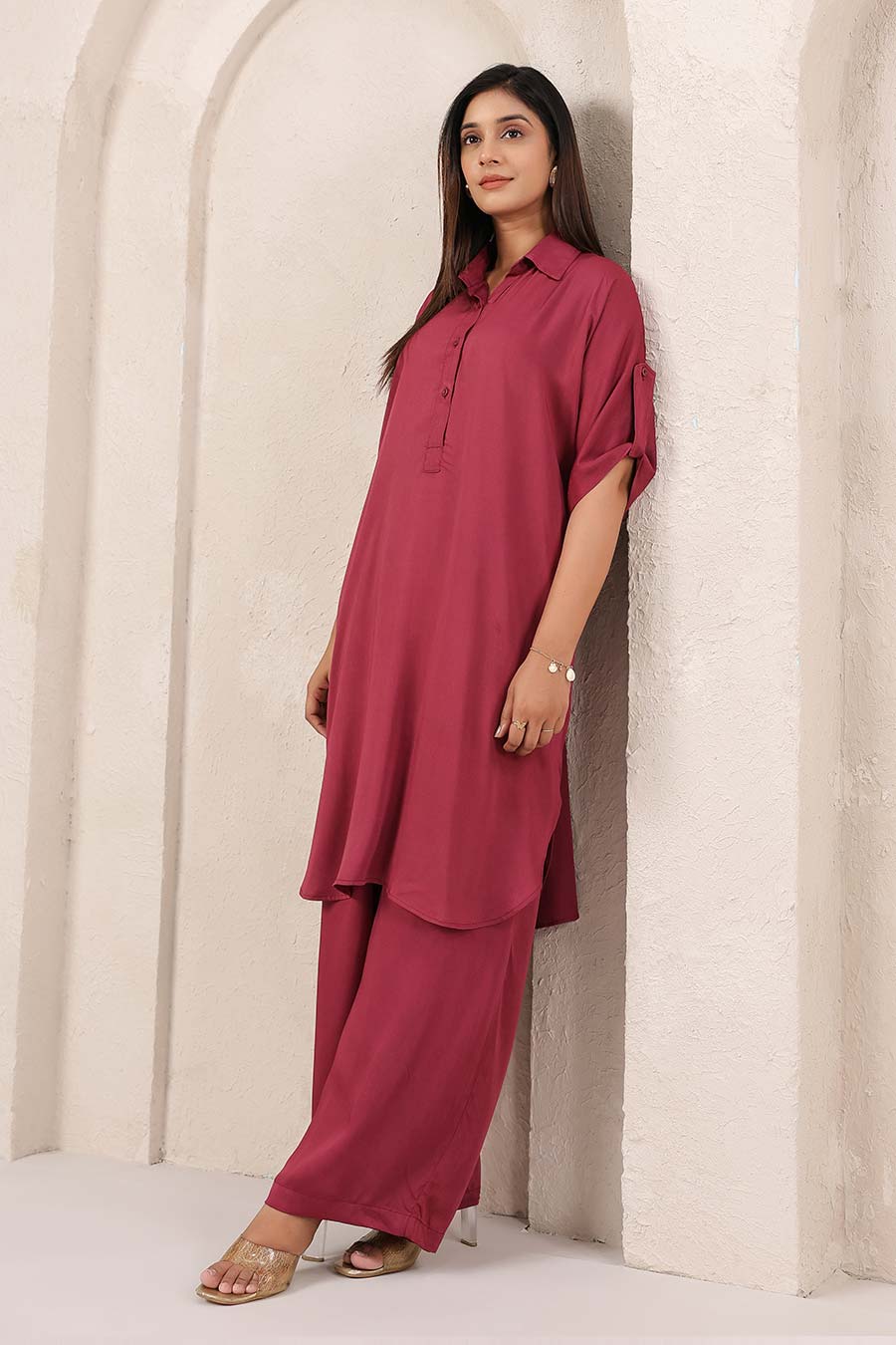 Wine Tunic & Pant Co-Ord Set