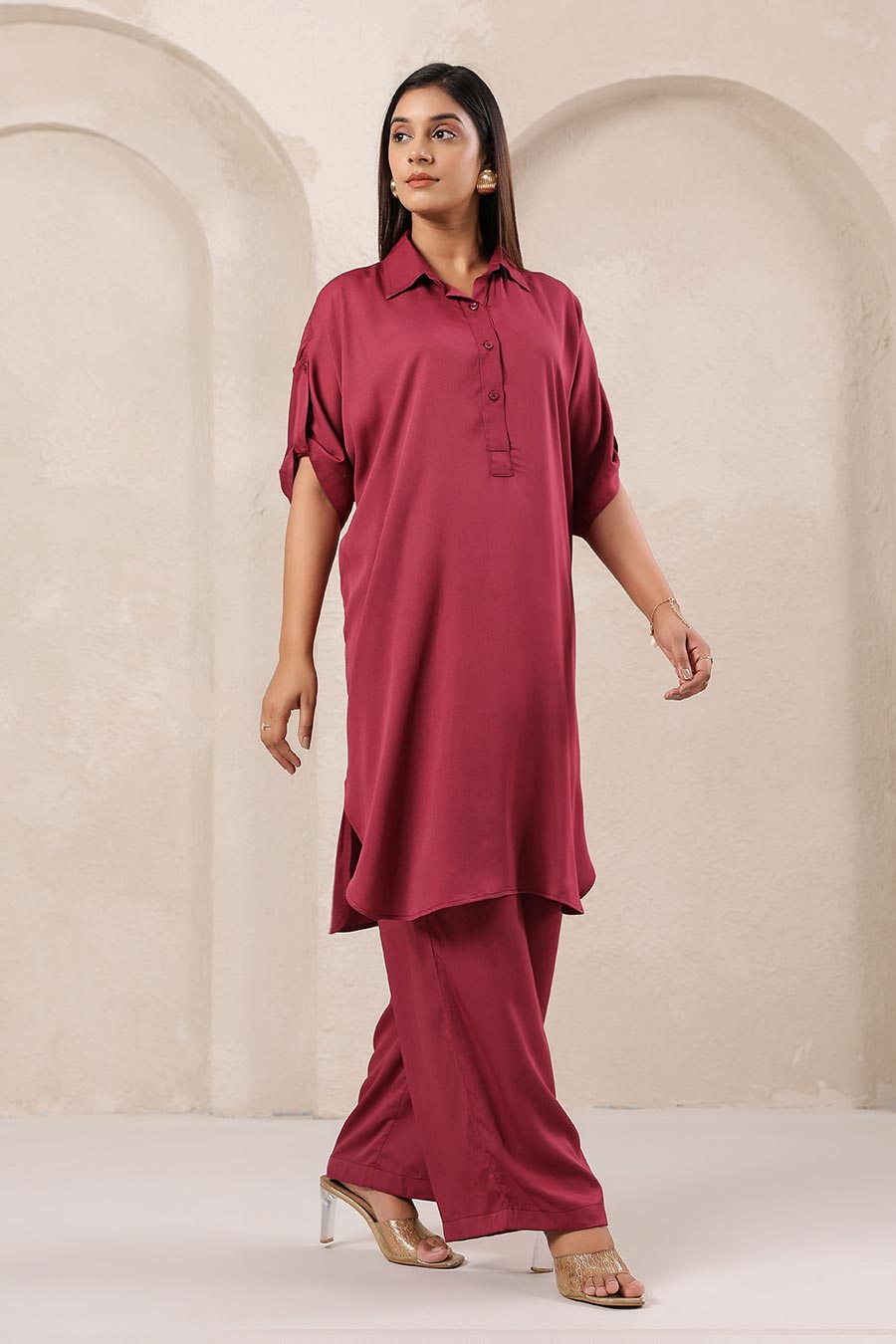 Wine Tunic & Pant Co-Ord Set