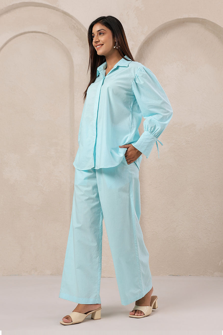 Sky Blue Cotton Classic Co-Ord Set