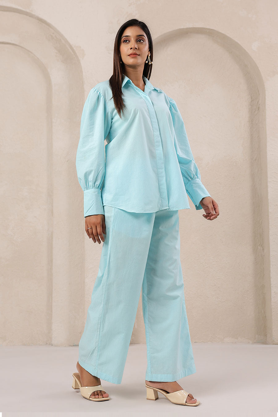 Sky Blue Cotton Classic Co-Ord Set