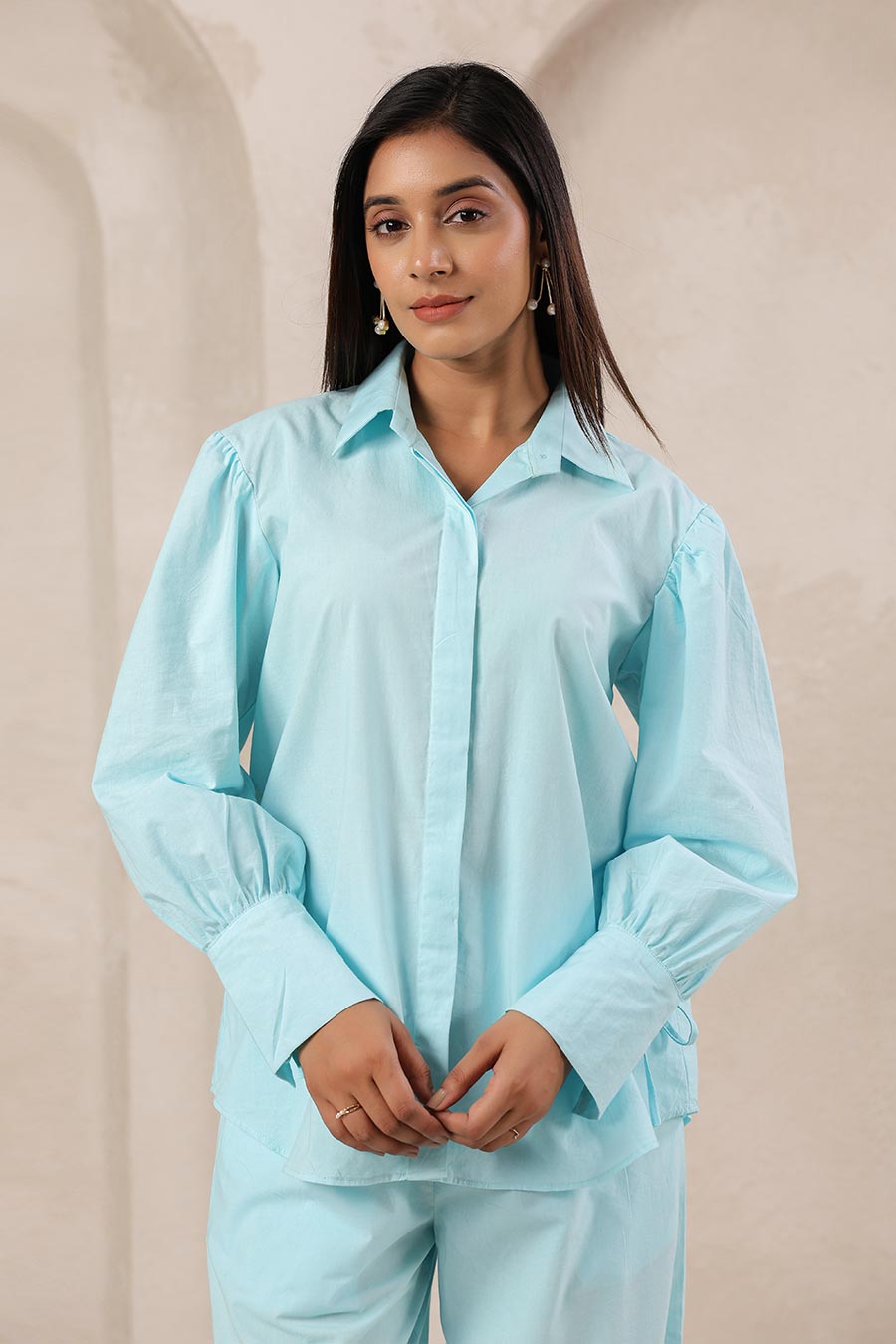 Sky Blue Cotton Classic Co-Ord Set