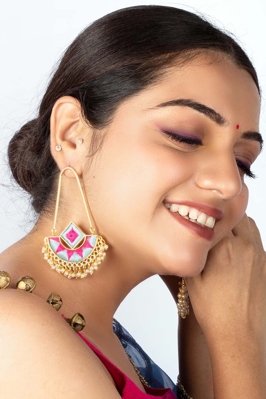 Blush Glow Chandbali Earrings
