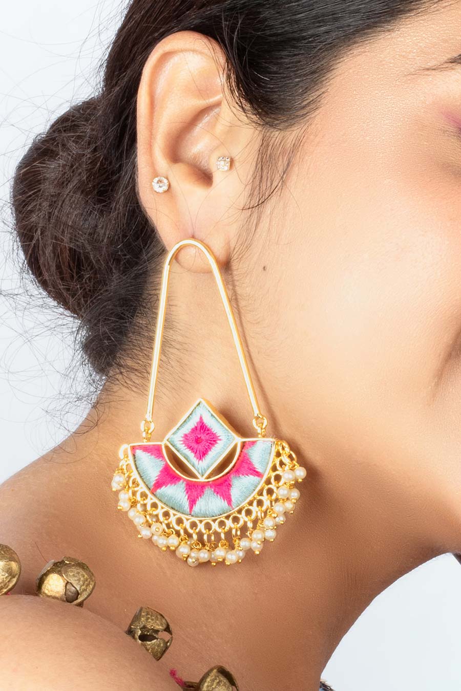 Blush Glow Chandbali Earrings