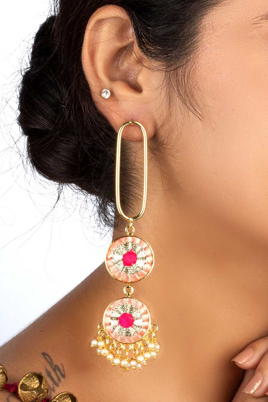 Peach Petal Cascade Dangler Earrings