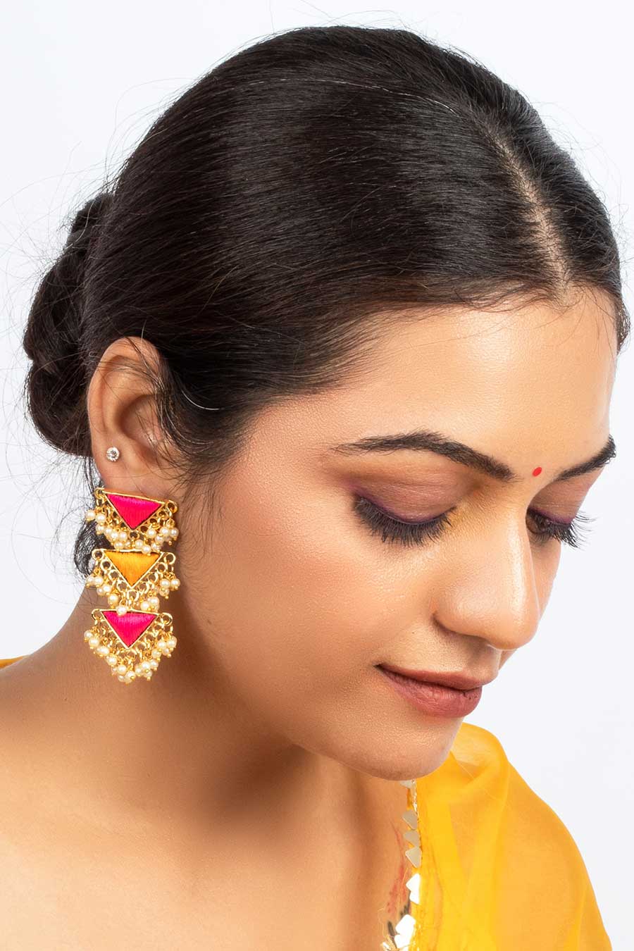Peppy Petals Embroidered Dangler Earrings