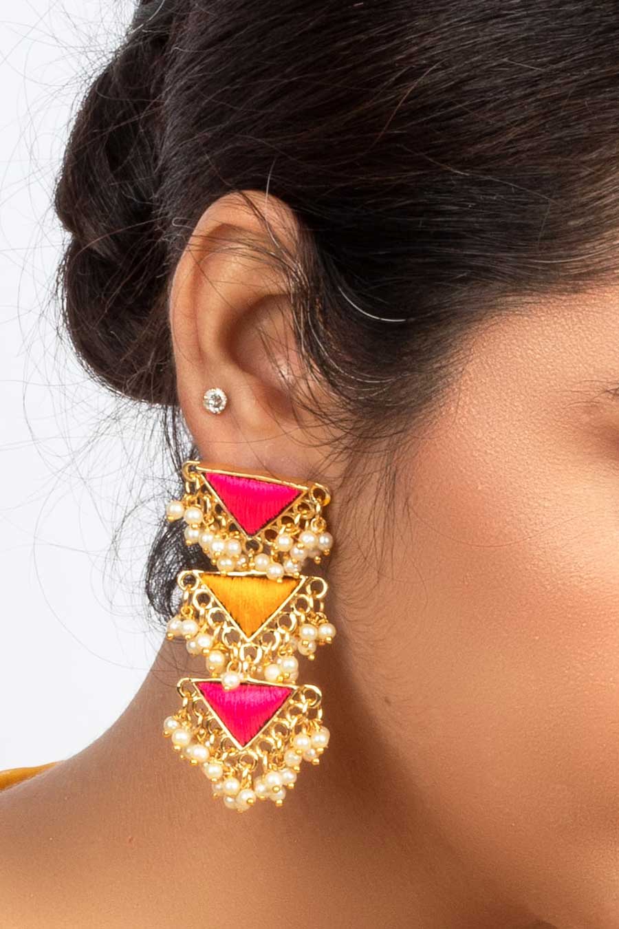 Peppy Petals Embroidered Dangler Earrings