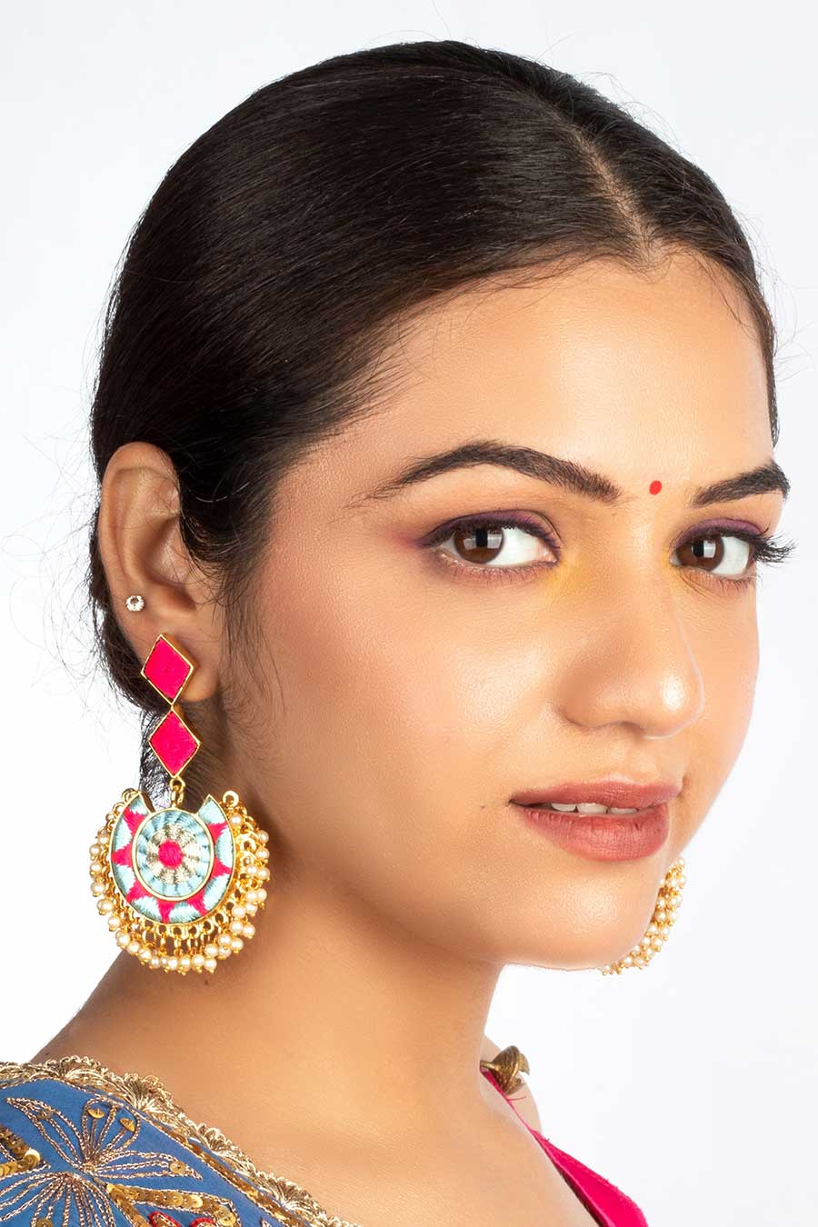 Sky Petal Chandbali Earrings