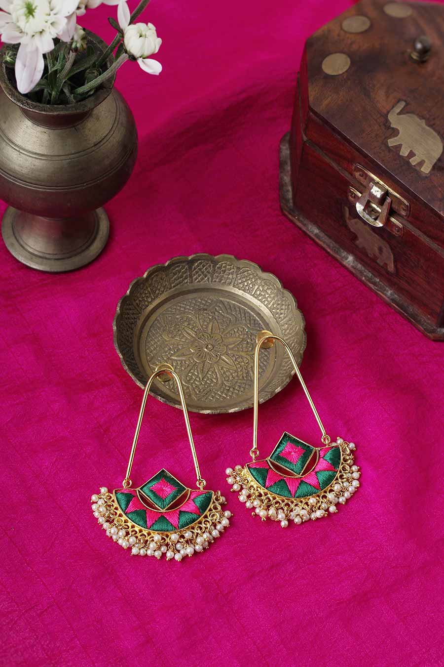 Green Ivy Chandbali Earrings
