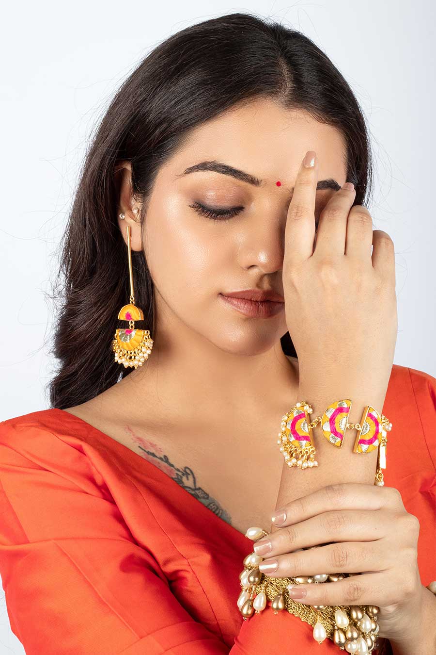Mustard & Pink Sunshine Dangler Earrings