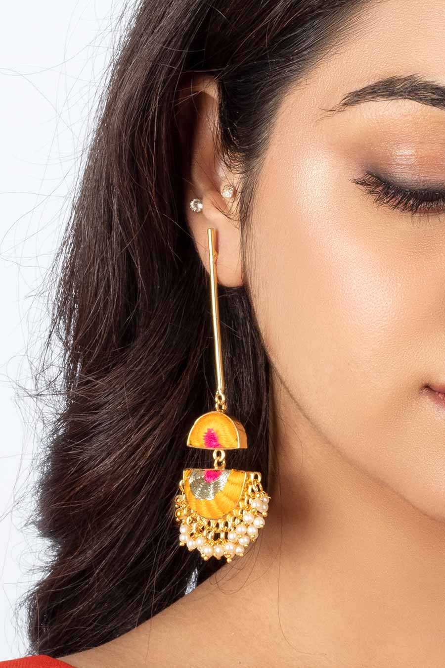 Mustard & Pink Sunshine Dangler Earrings